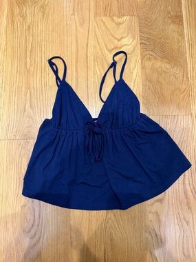 Edikted Navy Spaghetti Strap Peplum Camisole